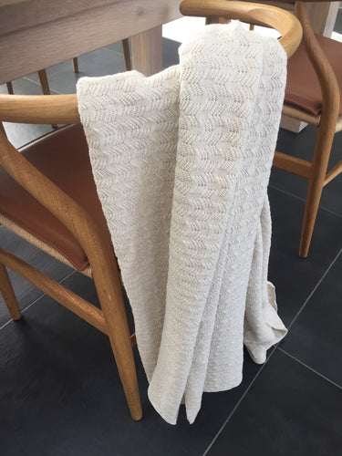 VAREPRØVE - STRIKKET PLAID 140X160CM - BEIGE