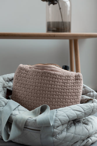 KNITTED TOILET BAG - TOTE - BEIGE - 30X22X11 CM - LARGE