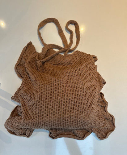 STRIKKET SHOPPING BAG - 37X37 CM - BRUNORANGE