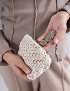 KNITTED PURSE - TOTE - BEIGE - 13X9 CM