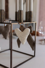 STRIKKET HJERTE - 6X8CM - LILLE - BEIGE MELANGE