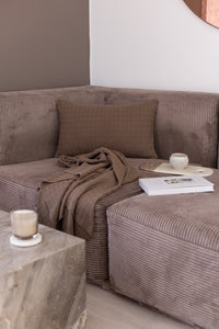 NYHED - STRIKKET PLAID 140X160CM - WAVE - GINGER SNAP