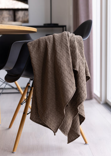 NYHED - STRIKKET PLAID 140X160CM - WAVE - GINGER SNAP