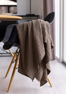 STRIKKET PLAID - BRUN WAVE - 140x160CM