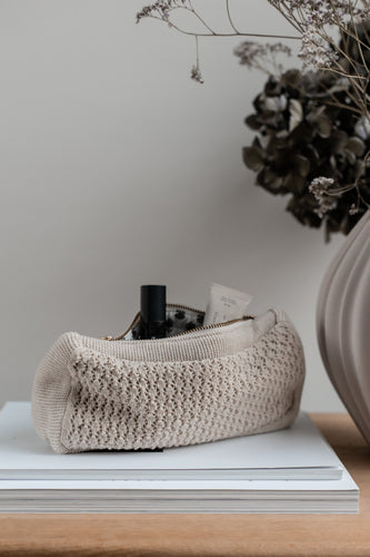 SALGSPRØVE/UDPAKKET AF EMBALLAGE - STRIKKET CLUTCH - BEIGE - 22X11X5 CM