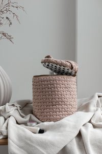 KNITTED TOILET BAG - ROUND - ROSE - 15X17 CM - ROUND