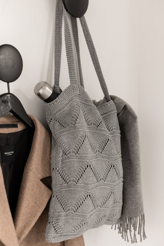 STRIKKET SHOPPING BAG - GREY - 37X37 CM