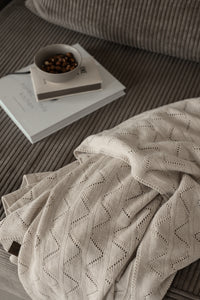 PHOTO SAMPLE - KNITTED PLAID - MOUNTAIN - BEIGE - 140x160CM