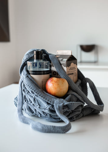 STRIKKET SHOPPING BAG - BLÅ - 37X37 CM