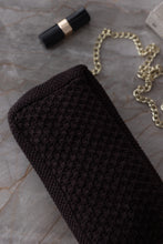 NYHED - STRIKKET CLUTCH - CROSS-BODY-KÆDE - CHOCLATE - 22X11X5CM