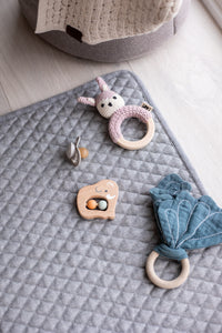 KNITTED BABY BLANKET - QUILT - GRAY - 90X70cm