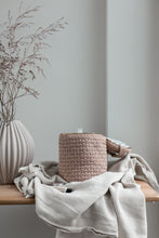NEW - KNITTED TOILET BAG - ROUND - IRON/ROSE - 15X17 CM