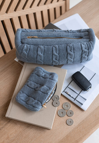 GET A PIECE - GIFT SET - KNITTED CLUTCH - 22X11X5CM + PURSE 13X9CM - GRIFFIN GRAY